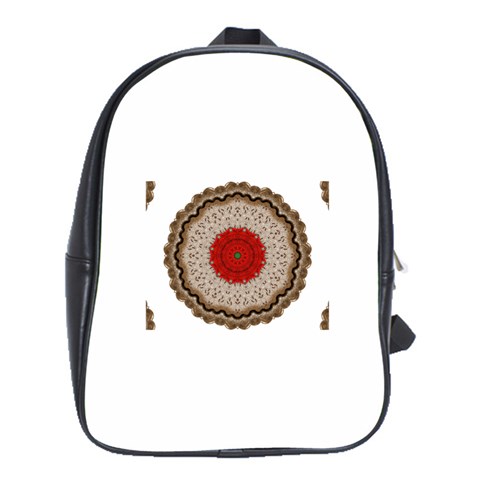 Red Center Doily School Bag (Large) from UrbanLoad.com Front