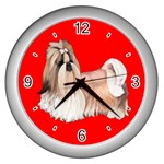 Shih Tzu Dog Gifts BR Wall Clock (Silver)