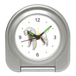 White Poodle Dog Gifts BW Travel Alarm Clock