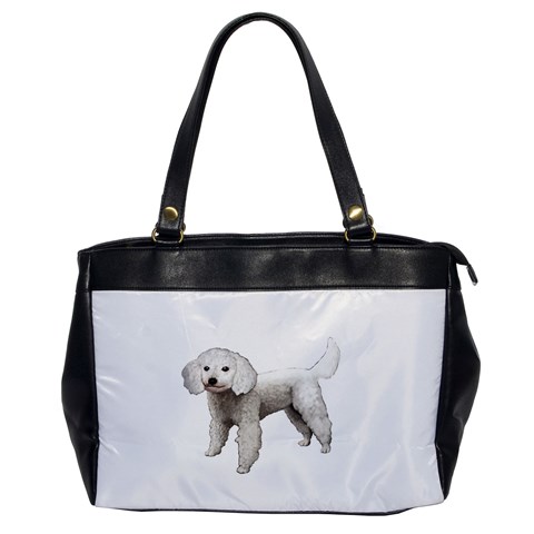 White Poodle Dog Gifts BW Oversize Office Handbag (One Side) from UrbanLoad.com Front