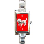 White Poodle Dog Gifts BR Rectangular Italian Charm Watch