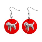 White Poodle Dog Gifts BR 1  Button Earrings
