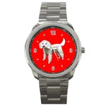 White Poodle Dog Gifts BR Sport Metal Watch