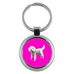 White Poodle Dog Gifts BP Key Chain (Round)