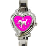 White Poodle Dog Gifts BP Heart Italian Charm Watch