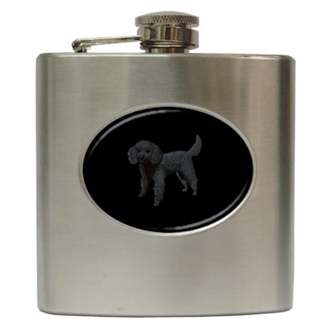 Black Poodle Dog Gifts BB Hip Flask (6 oz) from UrbanLoad.com Front