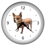 Chihuahua Dog Gifts BW Wall Clock (Silver)
