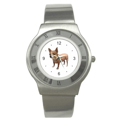 Chihuahua Dog Gifts BW Stainless Steel Watch from UrbanLoad.com Front