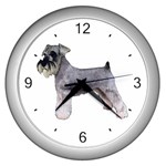 Miniature Schnauzer Dog Gifts BW Wall Clock (Silver)