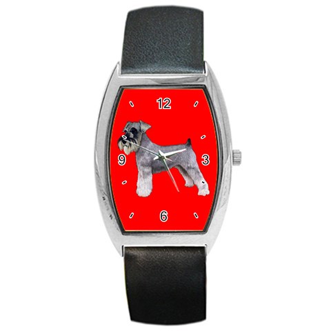 Miniature Schnauzer Dog Gifts BR Barrel Style Metal Watch from UrbanLoad.com Front