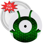 Green Love Alien 3  Button (100 pack)