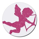 Pink Love Cupid Round Mousepad