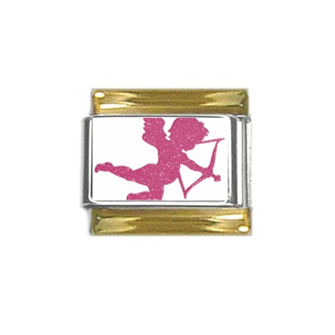 Pink Love Cupid Gold Trim Italian Charm (9mm) from UrbanLoad.com Front