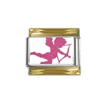 Pink Love Cupid Gold Trim Italian Charm (9mm)