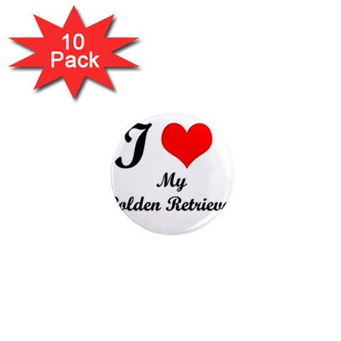 I Love Golden Retriever 1  Mini Magnet (10 pack) from UrbanLoad.com Front