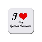 I Love Golden Retriever Rubber Square Coaster (4 pack)