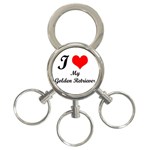 I Love Golden Retriever 3-Ring Key Chain