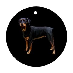 Rottweiler Dog Gifts BW Round Ornament (Two Sides) from UrbanLoad.com Back