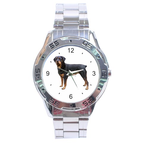 Rottweiler Dog Gifts BW Stainless Steel Analogue Men’s Watch from UrbanLoad.com Front
