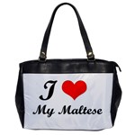 I Love My Maltese Oversize Office Handbag (One Side)