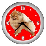 Pomeranian Dog Gifts BR Wall Clock (Silver)