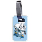 White Poodle Biker Babe  Luggage Tag (one side)