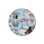 Poodles in Paris Rubber Round Coaster (4 pack)