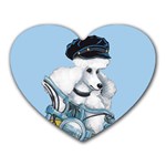 White Poodle Biker Chick Mousepad (Heart)
