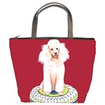 White Poodle on Tuffet Bucket Bag