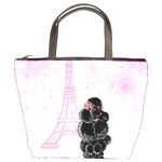 Black Poodle Eiffel Tower in Pink Bucket Bag
