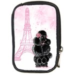 Black Poodle Eiffel Tower in Pink Compact Camera Leather Case