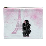 Black Poodle Eiffel Tower in Pink Cosmetic Bag (XL)