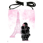 Black Poodle Eiffel Tower in Pink Shoulder Sling Bag