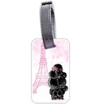 Black Poodle Eiffel Tower in Pink Luggage Tag (two sides)