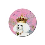 White Poodle Princess Rubber Round Coaster (4 pack)