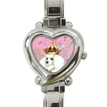 White Poodle Princess Heart Italian Charm Watch
