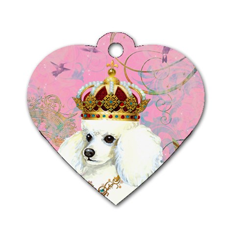 White Poodle Princess Dog Tag Heart (Two Sides) from UrbanLoad.com Front