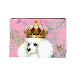White Poodle Princess Cosmetic Bag (Large) from UrbanLoad.com Front