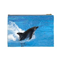 Swimming Dolphin Cosmetic Bag (Large) from UrbanLoad.com Back