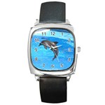 Jumping Dolphin Square Metal Watch