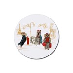 Travelling Yorkies in Paris Rubber Coaster (Round)