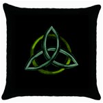 Triquetra/Green Throw Pillow Case (Black)