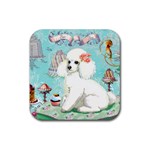 Whte Poodle Cakes Cupcake  Rubber Coaster (Square)