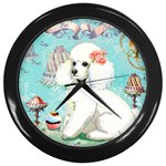 Whte Poodle Cakes Cupcake  Wall Clock (Black)