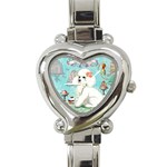 Whte Poodle Cakes Cupcake  Heart Italian Charm Watch