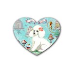 Whte Poodle Cakes Cupcake  Rubber Coaster (Heart)