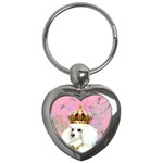 White Poodle Princess Print 5 By 6 Zazzle Copy Key Chain (Heart)