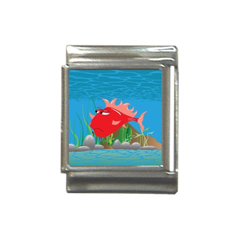 Red Grumpy Fish Italian Charm (13mm) from UrbanLoad.com Front