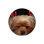 Sleeping Yorkie Painting Scan 300dpi Retouched Copy Rubber Coaster (Round)