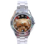 Sleeping Yorkie Painting Scan 300dpi Retouched Copy Stainless Steel Analogue Men’s Watch